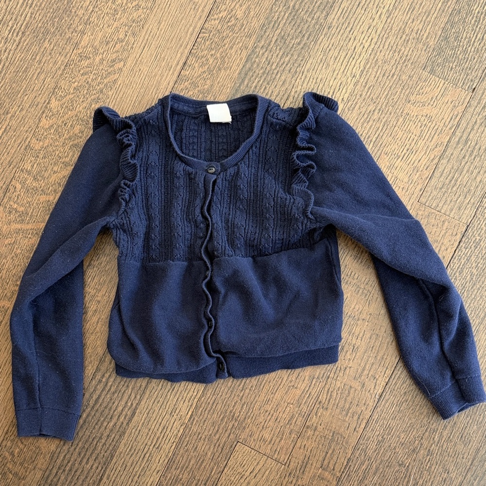 Baby Gap Navy Blue Ruffled Cardigan - 5T
